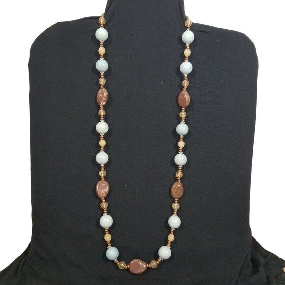 Crystal & Stone Necklaces Ropes or Chokers in Browns, Orange, and Blue - Picture 3 of 16